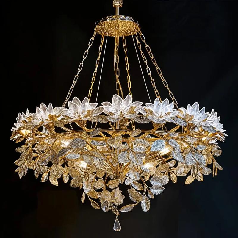 春日绽放 AI灯具设计中的花叶吊灯与劳防用品融合